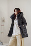 高梵黑金鵝絨服女王5.0女士2025新款冬時尚百搭羽絨服寬松簡約厚外套 黑色 M 曬單實(shí)拍圖