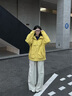 KAMA卡瑪寬松微彎刀休閑褲2025新款秋季女裝量感口袋松緊腰長褲 米白 M 曬單實拍圖