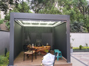 鑄梵戶外涼亭庭院鋁合金電動(dòng)歐式遮陽(yáng)棚別墅花園樓頂現(xiàn)代帶燈中式亭子 現(xiàn)代電動(dòng)款：3*3米-4簾【灰色】 曬單實(shí)拍圖
