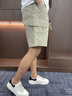 花花公子（PLAYBOY）工裝短褲子男士夏季冰絲薄款短褲速干五分休閑褲男生外穿運動(dòng)中褲 1008卡其 M 【110-120斤】 曬單實(shí)拍圖