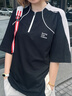 FPA速干涼感運動(dòng)短袖 潮流戶(hù)外拼接撞色半拉鏈寬松情侶款半袖t恤男款 黑色 S 曬單實(shí)拍圖