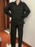 浪莎睡衣男春秋季長(zhǎng)袖日系無(wú)印風(fēng)可外穿男士家居服套裝 無(wú)印黑 XL 曬單實(shí)拍圖
