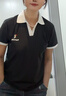 啄木鳥(niǎo)冰絲正肩翻領(lǐng)短袖t恤女polo衫夏季顯瘦氣質(zhì)媽媽裝上衣 黑色  XL 曬單實(shí)拍圖