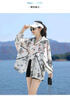 貓人雙口袋韓版撞色連帽防曬衣女防曬服2025夏季寬松大碼印花夾克外套 白色 L 穿110到120斤 曬單實(shí)拍圖