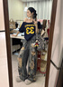 DALEY MODE2025年新款破洞牛仔褲女小眾設計感美式高腰顯瘦寬松闊腿牛仔褲女 覆古藍【夏天/今年流行的/2025年 L 建議105-120斤 曬單實(shí)拍圖