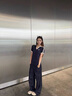 櫻桃刺繡撞色學(xué)院風(fēng)翻領(lǐng)短袖t恤女夏季2025新款修身顯瘦潮流上衣 藏青色 2XL 曬單實(shí)拍圖