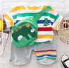 G.duck童裝男童套裝夏季新款0-4歲中小兒童男女寶寶衣服繡花恐龍短袖t桖 灰色不帶包包 80 (建議寶寶8-10公斤 12-24個(gè) 曬單實(shí)拍圖
