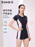 洲克（ZOKE）新款女士遮肚顯瘦修身連體三角泳衣運動(dòng)戲水舒適貼合防氯游泳衣 黑/粉色 XL 曬單實(shí)拍圖
