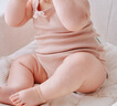 OAK FAMILY夏季新生嬰兒衣服兒童莫代爾吊帶包屁衣爬服 漿果粉 （不含發(fā)帶） 90cm 曬單實(shí)拍圖