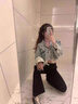 葉祺枚采購產(chǎn)品絲絨女靴褲新的秋冬加碼女褲加厚的喇叭褲春季和秋 9216黑色九分春秋款-[松緊腰] 2XL 均碼 曬單實(shí)拍圖