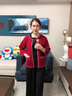 恒源祥媽媽秋裝外套短款長(zhǎng)袖中老年女春秋洋氣針織開衫中年上衣外穿50歲 綠色 M 曬單實(shí)拍圖