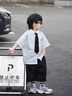 G.DUCKKIDS小黃鴨男童套裝夏季學院風兒童西裝演出服男孩白襯衫黑褲子兩件套 白色襯衫+黑色褲子+領帶 130 建議7~8歲【120-130cm】cm 曬單實拍圖
