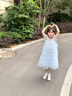 迪士尼艾莎公主裙女童連衣裙2025夏季新款甜美兒童網(wǎng)紗裙碎花禮服裙子 藍(lán)色 （艾莎公主） 120 曬單實拍圖