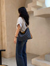 萬里馬新款牛仔丹寧水桶包托特女包單肩手提大容量通勤女包超輕軟包 牛仔藍(lán)/杏仁棕 曬單實(shí)拍圖