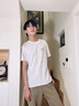 名創(chuàng)優(yōu)品（MINISO）短袖t恤男夏季卡通柯基白色圓領(lǐng)純棉重磅體恤高中生精梳棉半截袖 白色(mt哐哐喝水胸標(biāo)) L /175(體重120-140斤) 曬單實拍圖