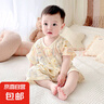 新生嬰兒連體衣爬服夏季短袖哈衣純棉紗布寶寶a類兒童薄款家居服 個性熊貓 80cm 曬單實拍圖