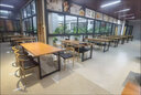 普美森餐桌家用小戶型吃飯桌子商用餐飲快餐桌椅組合公寓出租房用接待桌 胡桃色 加厚款長80寬60高75 曬單實拍圖