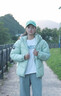 駱駝火山PRO鵝絨服迪麗熱巴同款短款羽絨服男鵝絨加厚保暖連帽面包服 江南綠 男女同款 L 曬單實(shí)拍圖