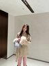 DRPR 品牌女裝輕奢雙面毛呢狐貍毛領(lǐng)大衣冬季新款潮流高級(jí)感呢子外套 奶杏色 M 曬單實(shí)拍圖