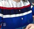 Navigare意大利小帆船女時(shí)尚撞色條紋圓領(lǐng)短袖針織開衫2324595511 藍(lán) L  曬單實(shí)拍圖