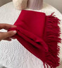 恒源祥羊絨圍巾女冬季女式超長(cháng)純色加厚保暖披肩兩用旗袍外搭可定制圍巾 酒紅色 曬單實(shí)拍圖