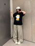 楠笙記美式褶皺垂感冰絲傘兵西褲男女夏季潮牌寬松直筒闊腿休閑彎刀褲子 綠色 XL 曬單實拍圖