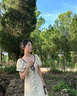 歌芭杉（GEBASHAN）品牌女裝小香風(fēng)法式氣質(zhì)泡泡袖連衣裙女夏季新款高級(jí)收腰顯瘦短裙 淡雅杏色 M 曬單實(shí)拍圖