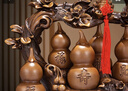 鑫大華威招財玄關(guān)酒柜裝飾品葫蘆擺件工藝品新房搬家喬遷新居禮物裝飾 A款紫檀色小號：22*10* 22cm 曬單實(shí)拍圖