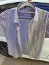 杉杉格子襯衫男短袖夏季新款休閑中年爸爸抗皺透氣襯衣 藍黃格子 40 曬單實(shí)拍圖