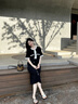 婧麒（JOYNCLEON）孕婦裝新款孕期洋氣大碼孕婦連衣裙孕媽高級穿搭孕婦裙子夏裝 黑色 L 曬單實拍圖