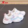 特步（XTEP）女鞋秋季皮面防水跑步鞋2025新款冬休閑老爹鞋輕便保暖運動(dòng)鞋子女 帆白/清透藍/淺粉色 37 曬單實(shí)拍圖