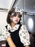 蘭威費雷可愛日系軟妹桔梗復古黑色背帶jk連衣裙女小個子初戀甜美學生夏季 襯衫+連衣裙 M （95-105斤） 曬單實拍圖