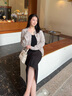 哈吉斯（HAZZYS）女裝 秋冬款女士彩點(diǎn)絞花休閑羊毛開(kāi)衫女ABYSD1BDD47 米色BI M (160/84A 38) 曬單實(shí)拍圖