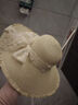小野七天遮陽(yáng)草帽蕾絲蝴蝶結沙灘帽夏季法式大帽檐防曬帽旅游度假拍照帽子 米色 曬單實(shí)拍圖