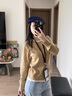 哈吉斯（HAZZYS）女裝 秋季女士簡(jiǎn)約假兩件羊毛開(kāi)衫女ABYSD1CCX03 米色BI M (160/84A 38) 曬單實(shí)拍圖