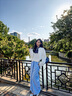 Henny Rue藍(lán)色條紋闊腿褲女2025新款夏季薄款女士休閑褲寬松慵懶遛彎長(zhǎng)褲子 條紋藍(lán) 均碼 曬單實(shí)拍圖
