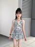 女童泳衣夏季2025新款洋氣高級感海邊碎花連體游泳衣兒童保守泳裝 碎花泳衣【內(nèi)有安全褲】 150 曬單實(shí)拍圖