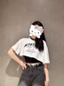 SNYDER WEAR2025夏季新款甜酷套裝女學生韓版辣妹短袖T恤+吊帶+工裝褲套裝女 白色T恤+吊帶+工裝褲三件套 S 建議70-90斤 曬單實拍圖