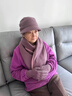 恒源祥羊毛中老年人帽子女士冬季媽媽奶奶兔毛針織帽冬天保暖毛線(xiàn)帽 淺紫[帽子＋圍巾＋手套] 均碼 | 高檔禮盒裝代寫(xiě)賀卡 曬單實(shí)拍圖