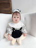 班喜迪嬰兒衣服秋裝嬰幼兒連體衣寶寶碎花包屁衣背帶褲套裝小月齡外出服 米色 80cm 曬單實拍圖