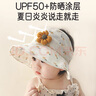 愛寶適嬰兒帽子夏季女童遮陽帽寶寶空頂防曬帽大帽檐太陽帽黃色花朵T182 曬單實拍圖