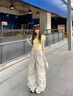 俞兆林（YUZHAOLIN）美式降落傘工裝褲女2025夏季新款高腰寬松闊腿百搭顯瘦登山運動褲 杏色 店內(nèi)熱銷 L 103-113斤 曬單實拍圖