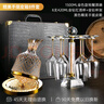 Luxury Flowers輕奢金鉆勃艮第紅酒杯套裝旋轉醒酒器家用高檔葡萄酒杯擺件送禮 金鉆皮箱8件套 420ml 曬單實(shí)拍圖