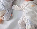 貝瑞加（Babyprints）新生兒連體衣2件裝嬰兒純棉衣服初生寶寶內(nèi)衣長袖薄款爬服 白藍52 曬單實拍圖