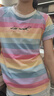 小豬彼特女童短袖t恤2026夏季新款潮T兒童韓版寬松條紋上衣中大童夏裝 3505彩虹條 160 cm 曬單實(shí)拍圖