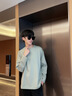 名創(chuàng)優(yōu)品（MINISO）休閑長袖t恤男重磅秋季百搭通勤男生圓領(lǐng)純棉打底衫寬松綠色上衣 【重磅純棉】灰綠 L /175(旗艦店質(zhì)量保障) 曬單實拍圖