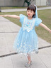 G.duck冰雪奇緣艾莎公主裙女童短袖連衣裙純棉兒童愛(ài)沙生日裙子夏季新款 藍色+魔法棒皇冠+頭紗 120 建議身高110-120cm年齡6-7歲 曬單實(shí)拍圖