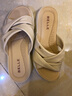 百麗（Belle）厚底休閑拖鞋女商場同款柔軟居家拖鞋A9T1DBT4 米白 37 (235mm) 曬單實(shí)拍圖