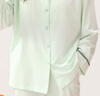 貓人睡衣女士純棉帶胸墊簡約翻領(lǐng)長袖開衫家居服仙蹤綠七夕禮物送老婆 曬單實(shí)拍圖