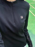 FILA 斐樂(lè )25冬季新款健身運動(dòng)半拉鏈瑜伽跑步內搭加絨保暖女子長(cháng)袖T恤 深黑-BK L 170/88A/L 曬單實(shí)拍圖